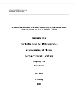 Dissertation Zur Erlangung Des Doktorgrades Des Department