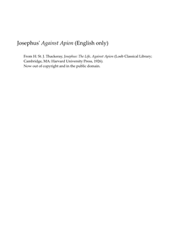 Josephus' Against Apion (English Only)