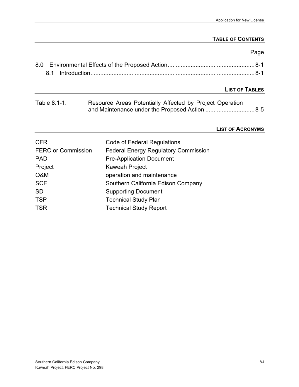 Page 8.0 Environmental Effects of the Proposed Action