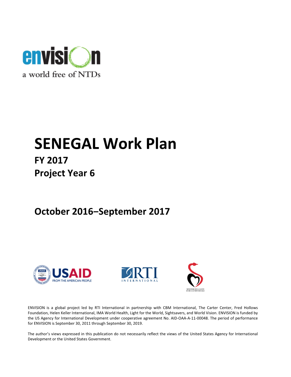 SENEGAL Work Plan FY 2017 Project Year 6