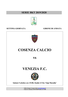 COSENZA CALCIO Vs VENEZIA F.C