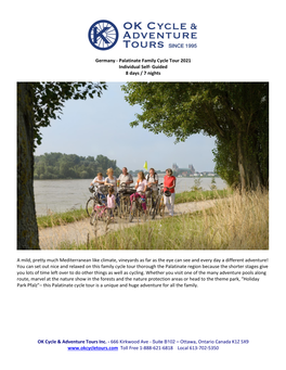 Germany - Palatinate Family Cycle Tour 2021 Individual Self- Guided 8 Days / 7 Nights