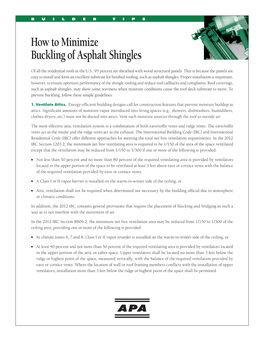 Builder Tips: How to Minimize Buckling of Asphalt Shingles