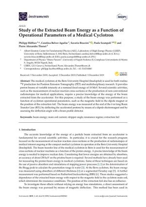 Study of the Extracted Beam Energy As a Function of Operational Parameters of a Medical Cyclotron