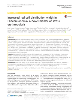 Increased Red Cell Distribution Width in Fanconi Anemia: a Novel Marker Of