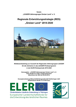 Regionale Entwicklungsstrategie (RES) „Greizer Land“ 2014-2020