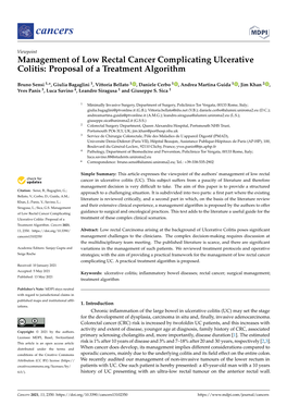 Management of Low Rectal Cancer Complicating Ulcerative Colitis: Proposal of a Treatment Algorithm