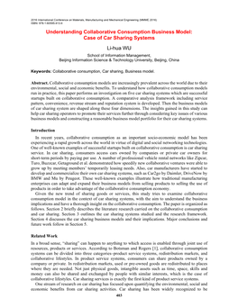 Understanding Collaborative Consumption Business Model: Case of Car Sharing Systems