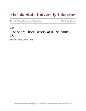 The Short Choral Works of R. Nathaniel Dett (Final Draft)