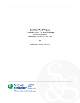 Southern West Virginia Community and Technical College Financial Statements Years Ended June 30, 2019 and 2018