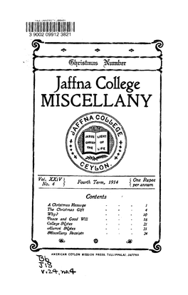 Jaffna College MISCELLANY