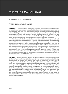 The New Minimal Cities Abstract