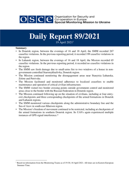 Daily Report 89/2021 19 April 2021 1