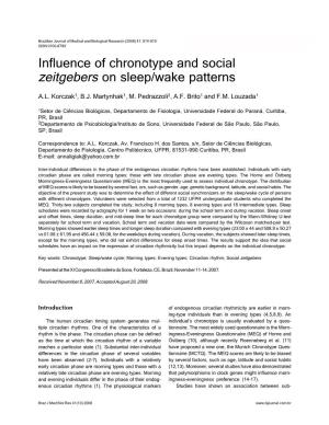 Influence of Chronotype and Social Zeitgebers on Sleep/Wake Patterns