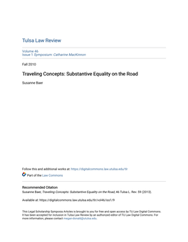 Traveling Concepts: Substantive Equality on the Road