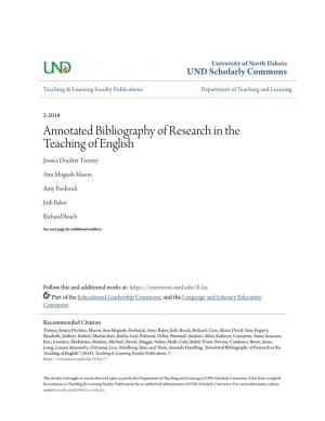 Annotated Bibliography of Research in the Teaching of English Jessica Dockter Tierney