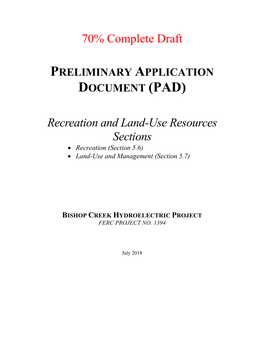 70% Complete Draft Recreation and Land-Use Resources Sections