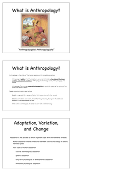 What Is Anthropology? Adaptation, Variation, and Change