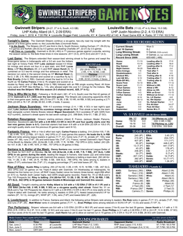 Gwinnett Stripers Game Notes