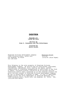 DEXTER 111 FINAL DRAFT Title Page