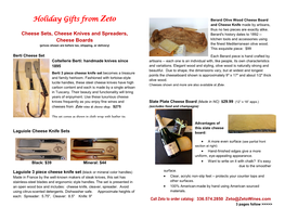 Holiday Gifts from Zeto Berard Olive Wood Cheese Board and Cheese Knife Made by Artisans
