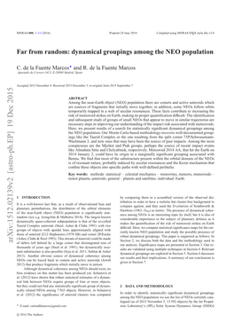 Far from Random: Dynamical Groupings Among the NEO Population