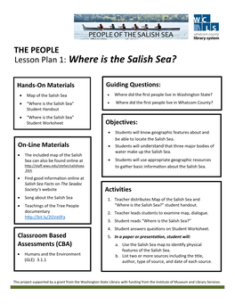 THE PEOPLE Lesson Plan 1: Where Is the Salish Sea?