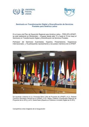 Seminario En Transformación Digital Y Diversificación De Servicios Postales Para América Latina