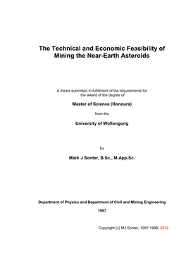 The Technical and Economic Feasibility of Mining the Near-Earth Asteroids