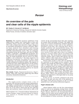 Review an Overview of the Pale and Clear Cells of the Nipple Epidermis