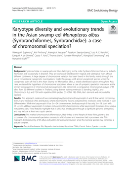 Karyotype Diversity and Evolutionary Trends in the Asian Swamp Eel Monopterus Albus (Synbranchiformes, Synbranchidae): a Case Of