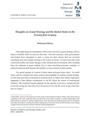 Thoughts on Grand Strategy and the United States in the Twenty-First Century