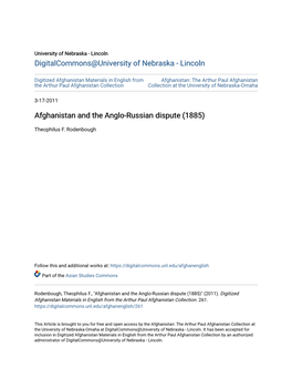 Afghanistan and the Anglo-Russian Dispute (1885)