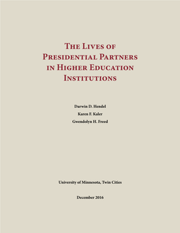The Lives of Presidential Partners in Higher Education Institutions