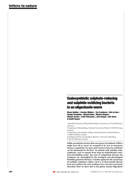 Endosymbiotic Sulphate-Reducing and Sulphide-Oxidizing Bacteria in An
