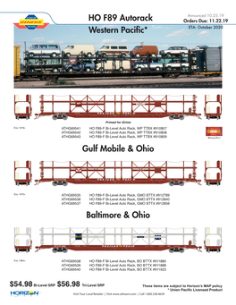 HO F89 Autorack Gulf Mobile & Ohio Baltimore & Ohio Western Pacific*