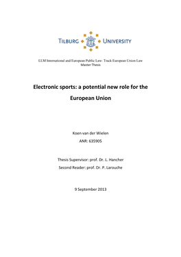 Electronic Sports: a Potential New Role for the European Union