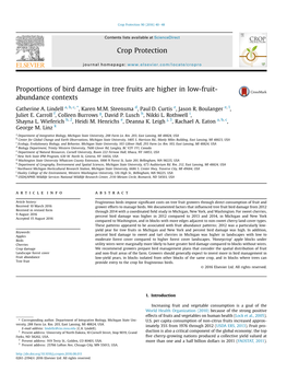 Bird Damage in Tree Fruits Are Higher in Low-Fruit- Abundance Contexts