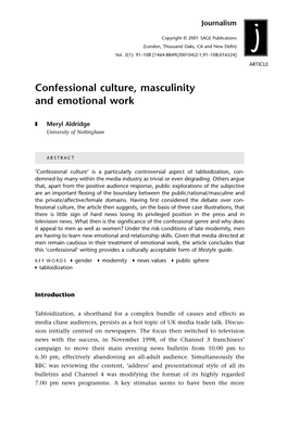 Confessional Culture, Masculinity and Emotional Work