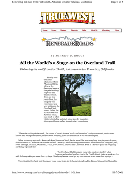 All the World's a Stage on the Overland Trail