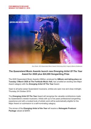 The Queensland Music Awards Launch New Emerging Artist of the Year Award for 2020 Plus $24,000 Songwriting Prize