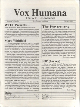 Vox Humana, the Acts in the New Orleans Area