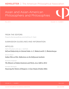 APA Newsletter on Asian and Asian-American Philosopers And