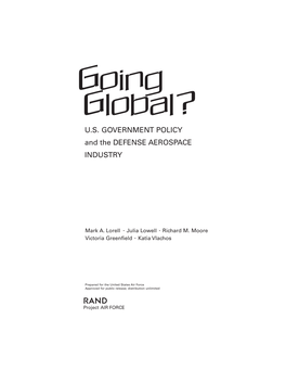 Going Global? U.S. GOVERNMENT POLICY and the DEFENSE AEROSPACE INDUSTRY