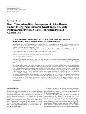 Short-Time Intermittent Preexposure of Living Human Donors To