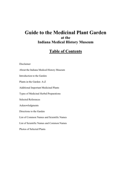 Introduction to the Medicinal Plant Garden