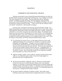 Chapter 2 Worship in the Episcopal Church