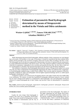 Estimation of Parametric Flood Hydrograph Determined by Means of Strupczewski Method in the Vistula and Odra Catchments