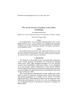 The Crystal Structure of Synthetic Soda Melilite, Canaaisi207 1. Introduction