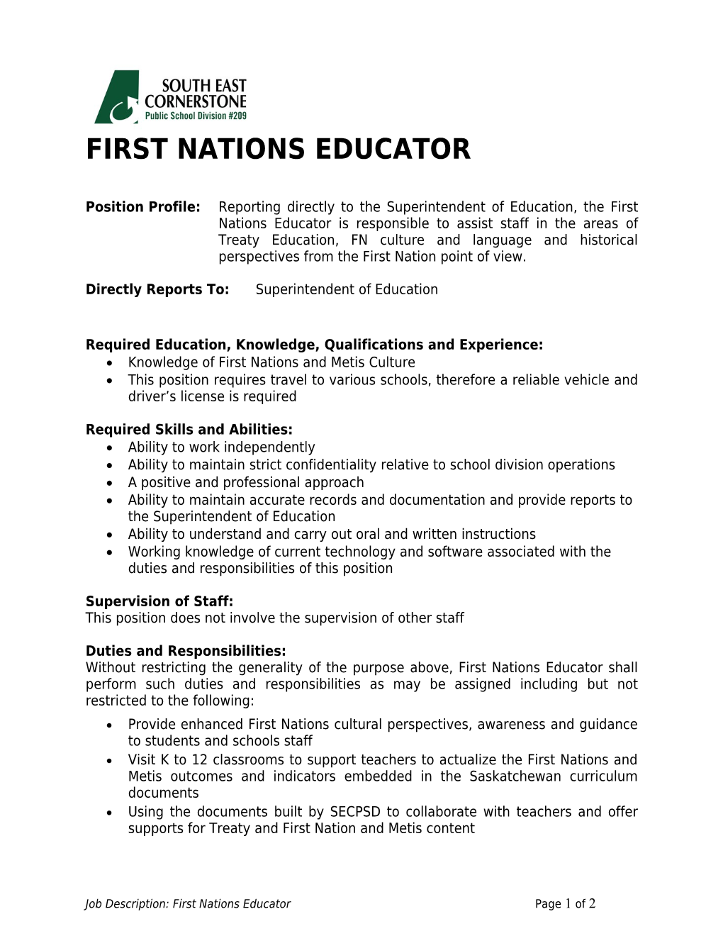 First Nations Educator